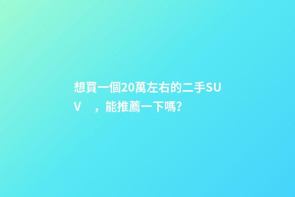 想買一個20萬左右的二手SUV，能推薦一下嗎？